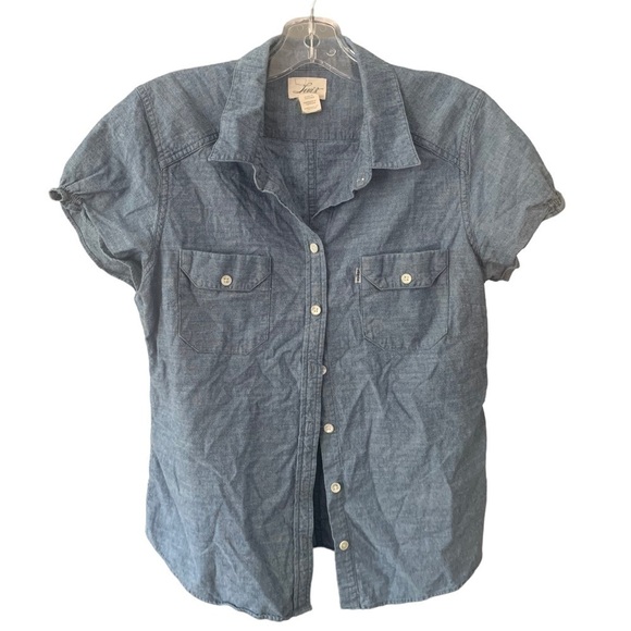 Levi’s Button Front Cap Sleeve Shirt Blouse - Picture 1 of 9